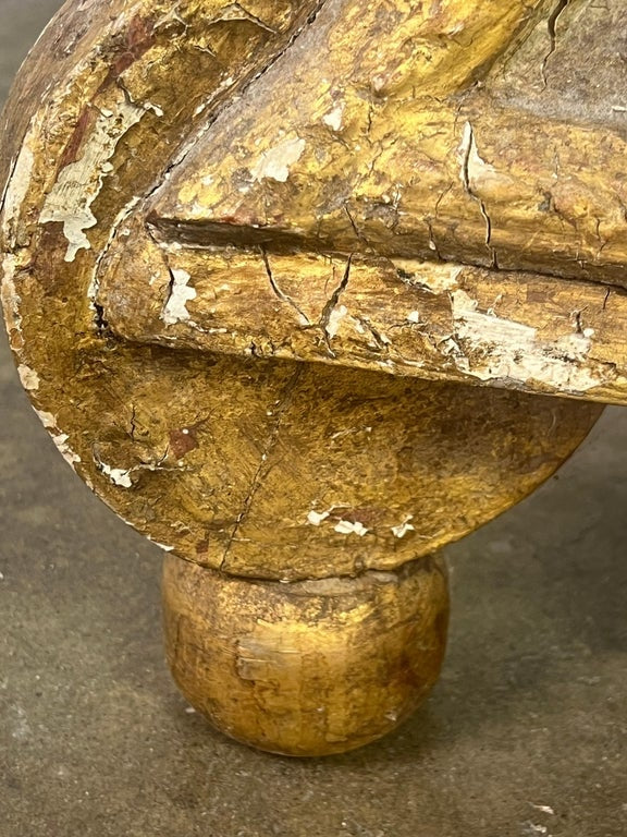 Italian Gilt Wood Tripod Table w/ Glass Top