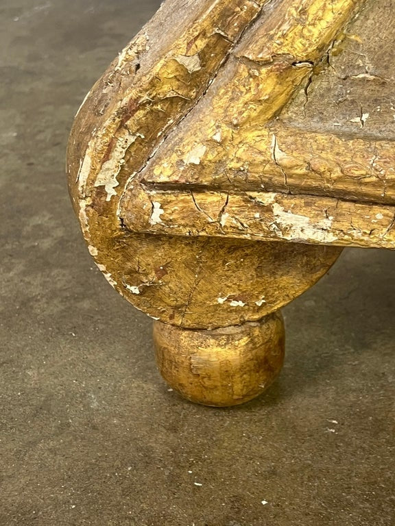 Italian Gilt Wood Tripod Table w/ Glass Top