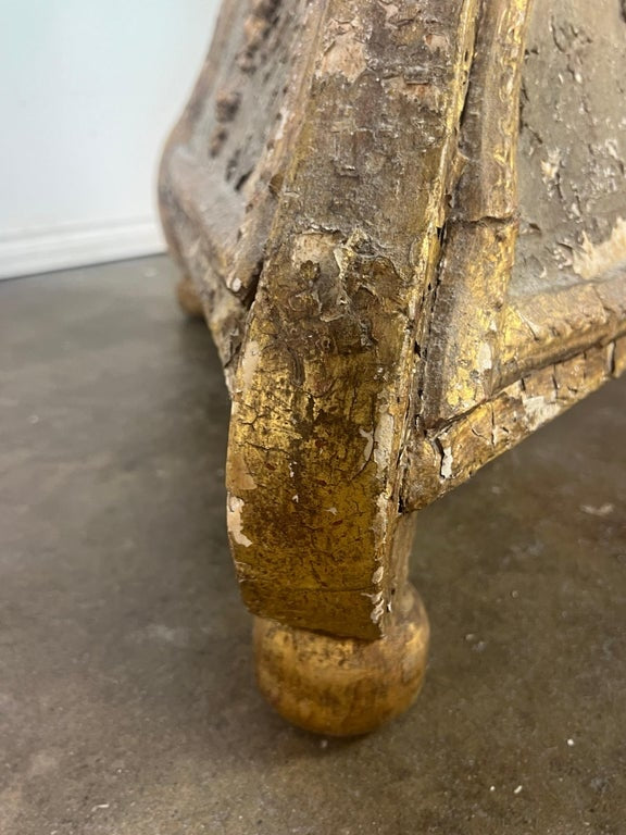 Italian Gilt Wood Tripod Table w/ Glass Top