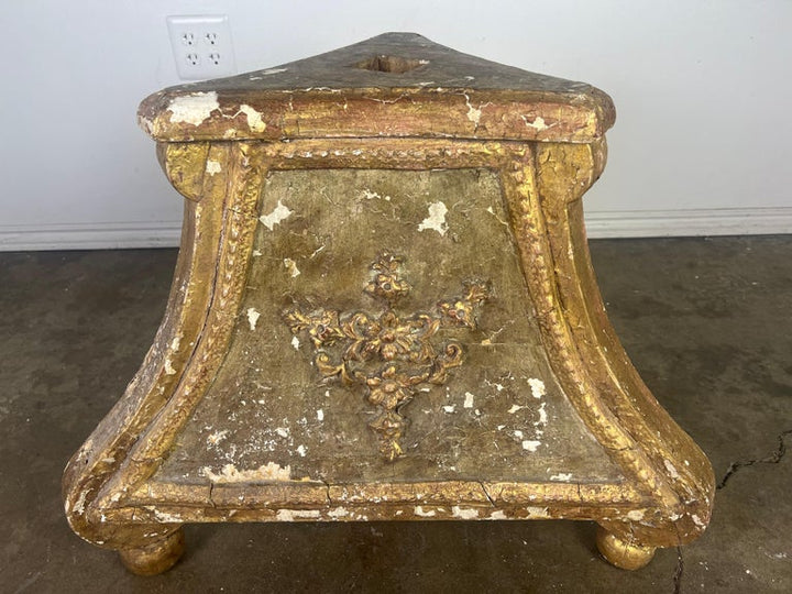 Italian Gilt Wood Tripod Table w/ Glass Top