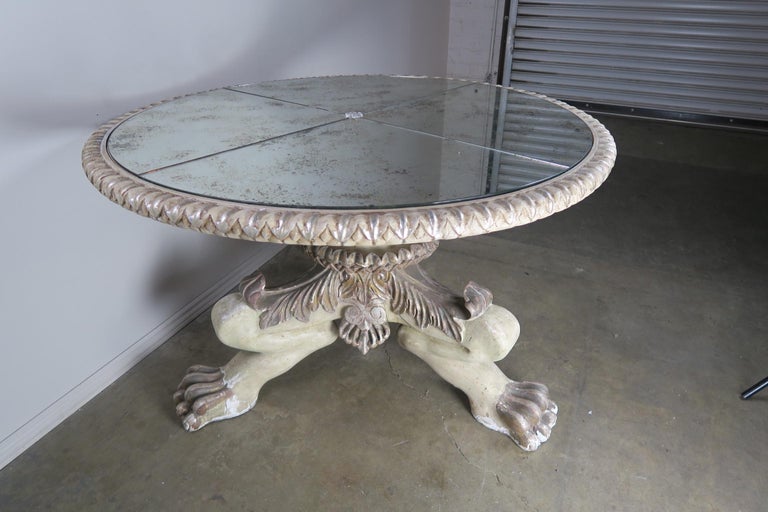 Tripod Lion Paw Table Base with Mirrored Top by MLA