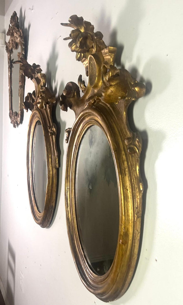 Pair of 19th Century Italian Rococo Style Giltwood Mirrors