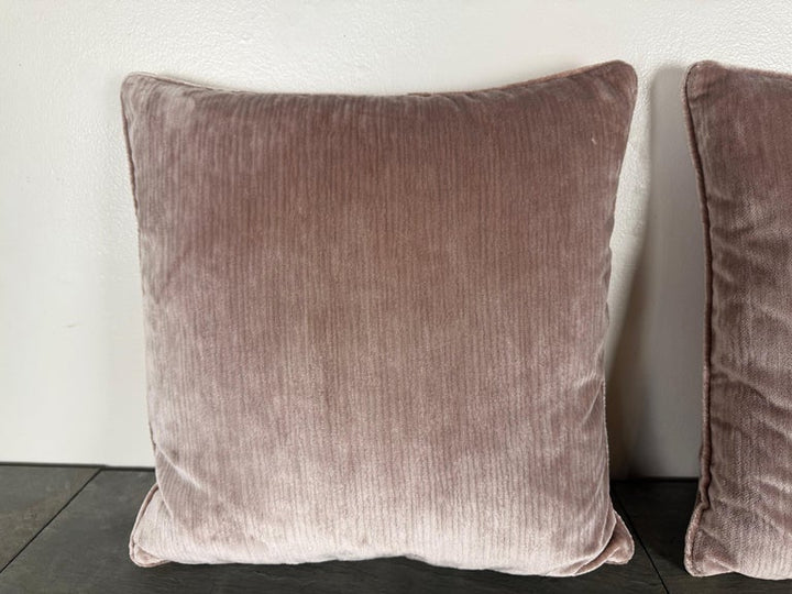 Pair of Contemporary Blush Velvet Decorative Pillows by Melissa Levinson