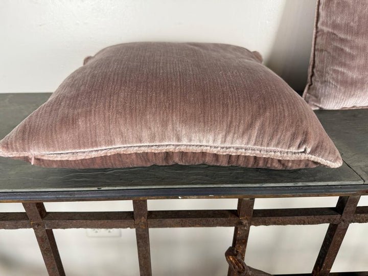 Pair of Contemporary Blush Velvet Decorative Pillows by Melissa Levinson