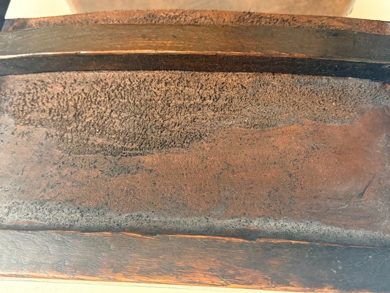 Set of Six Spanish Revival Leather and Carved Wood Armchairs