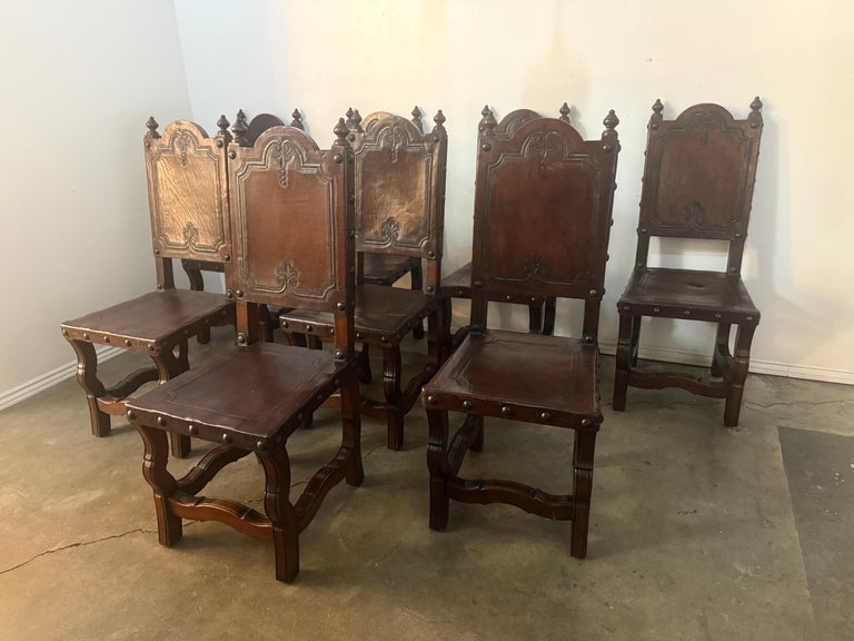 Set of eight Spanish Renaissance Revival Dining Chairs