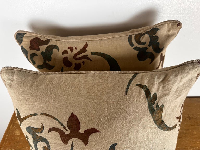 Pair of Nomi Stenciled Linen Pillows