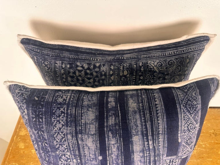 Pair of Blue & White Batik Pillows