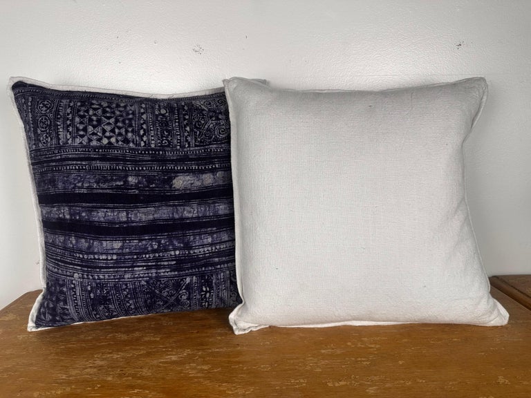 Pair of Blue & White Batik Pillows