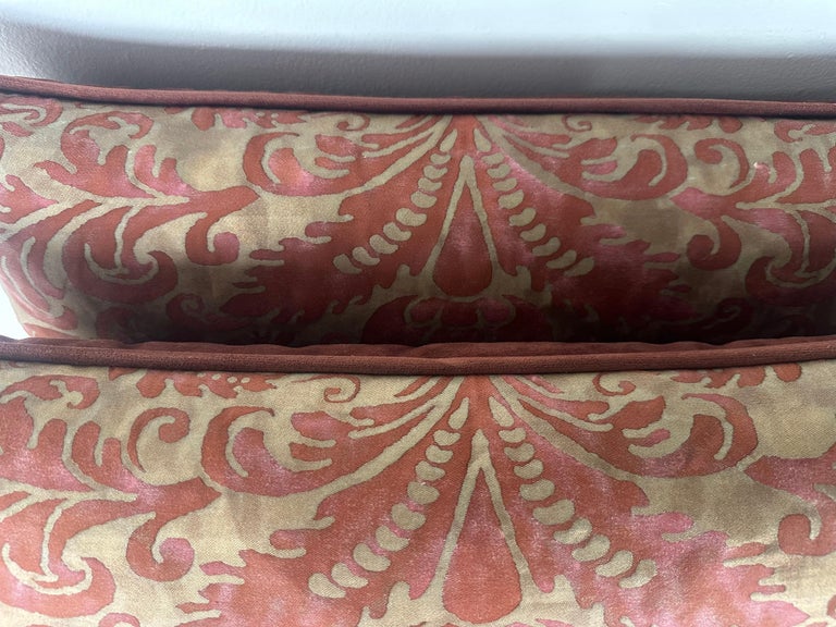 Pair of Authentic Fortuny Textile Pillows with Velvet Backs