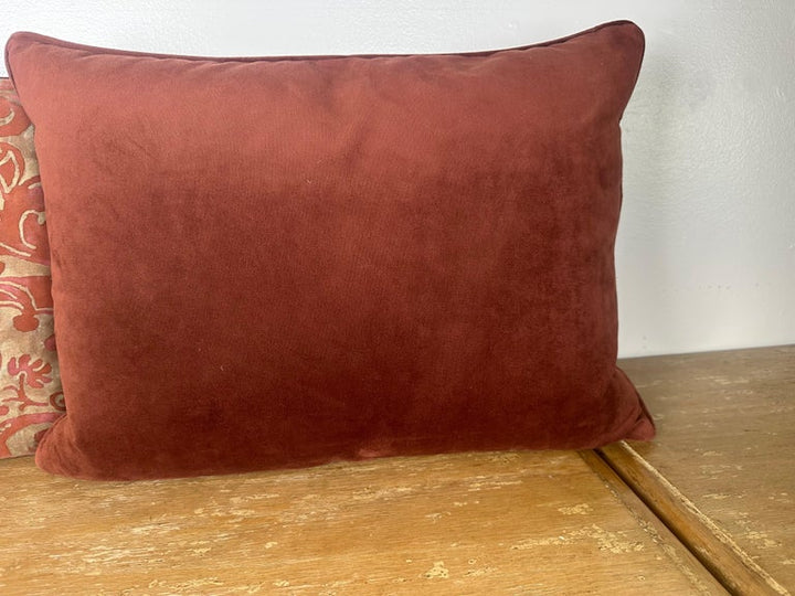 Pair of Authentic Fortuny Textile Pillows with Velvet Backs