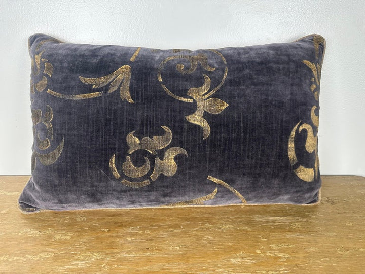 Nomi Smokey-Gray Velvet Stenciled Pillow