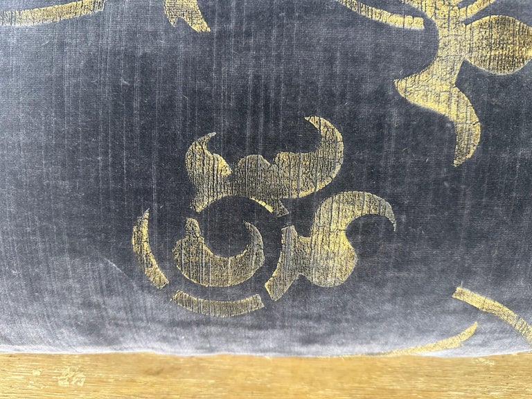 Nomi Smokey-Gray Velvet Stenciled Pillow