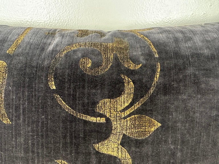 Nomi Smokey-Gray Velvet Stenciled Pillow
