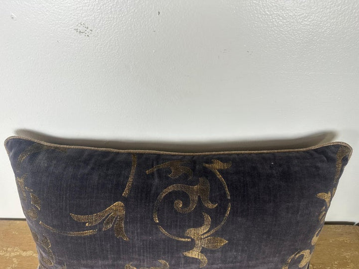 Nomi Smokey-Gray Velvet Stenciled Pillow