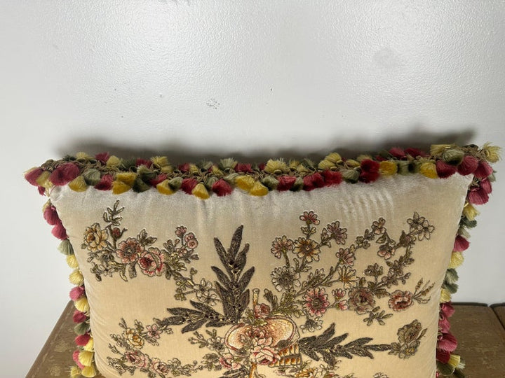 Silk Velvet Appliqued Pillow by Melissa Levinson