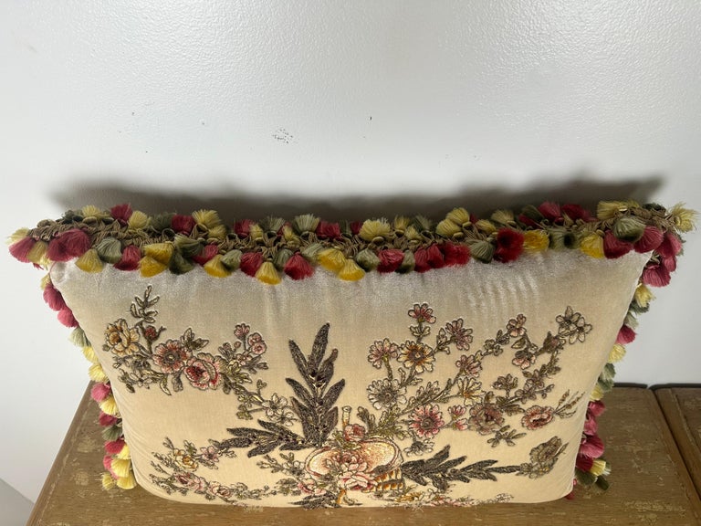 Silk Velvet Appliqued Pillow by Melissa Levinson