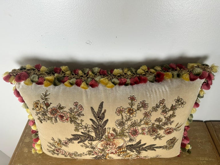 Silk Velvet Appliqued Pillow by Melissa Levinson