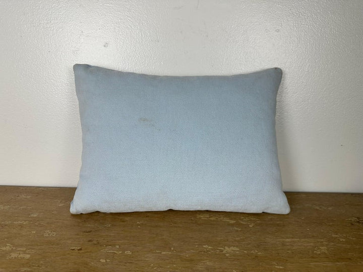 Petite Pillow with 19th Century Metallic Appliqué on Blue Velvet