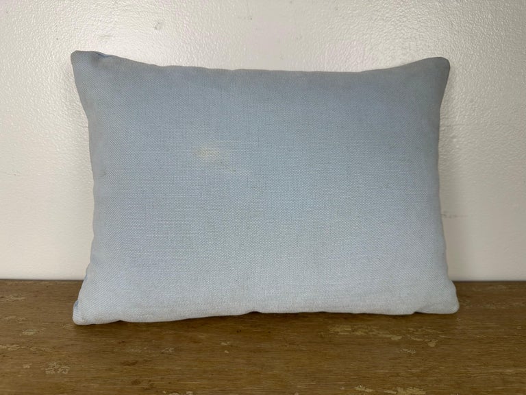 Petite Pillow with 19th Century Metallic Appliqué on Blue Velvet