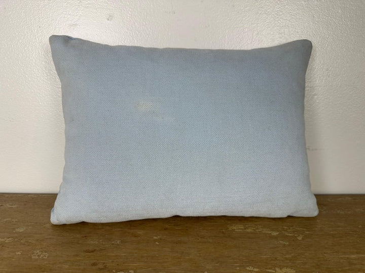 Petite Pillow with 19th Century Metallic Appliqué on Blue Velvet