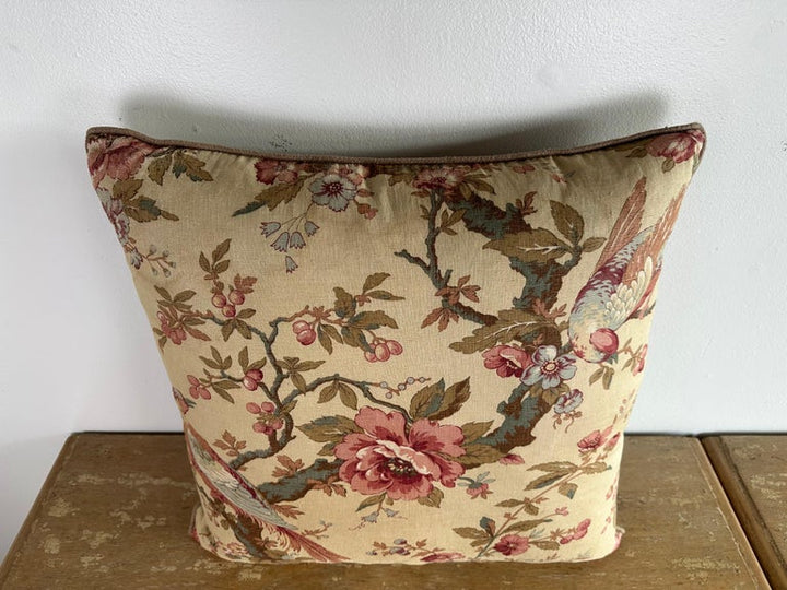 French Printed Linen Floral Pillow