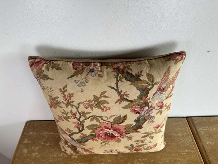 French Printed Linen Floral Pillow