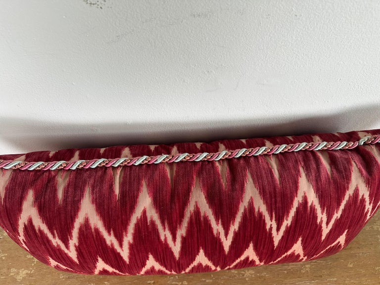 Custom Ikat Cut Velvet Lumbar Pillow, Clarence House Manner