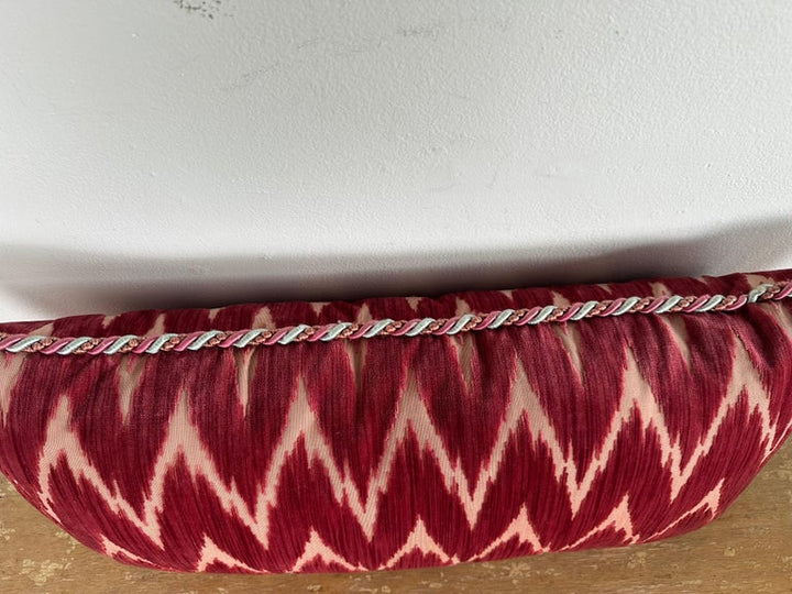 Custom Ikat Cut Velvet Lumbar Pillow, Clarence House Manner