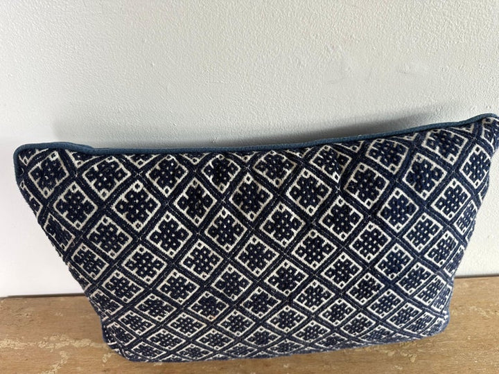 Hmong tribal textile pillow (indigo / geometric)