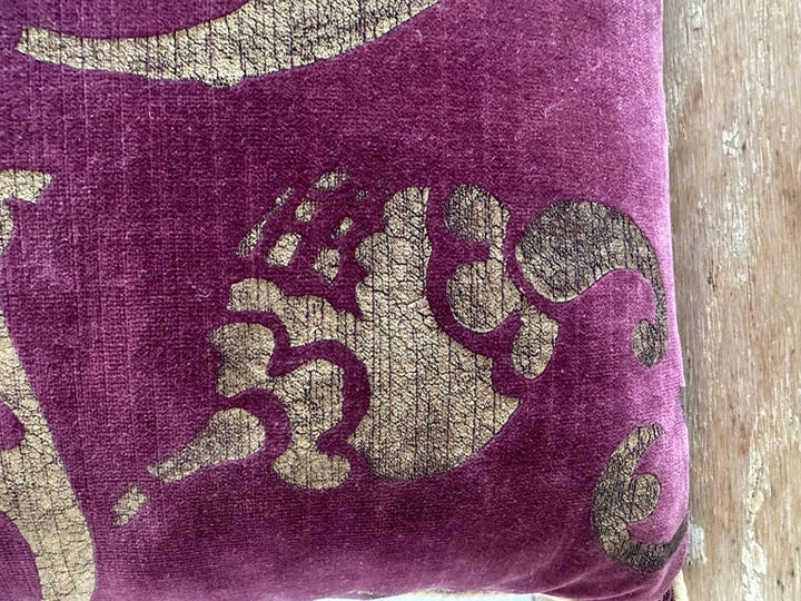 Stenciled plum Velvet Pillow