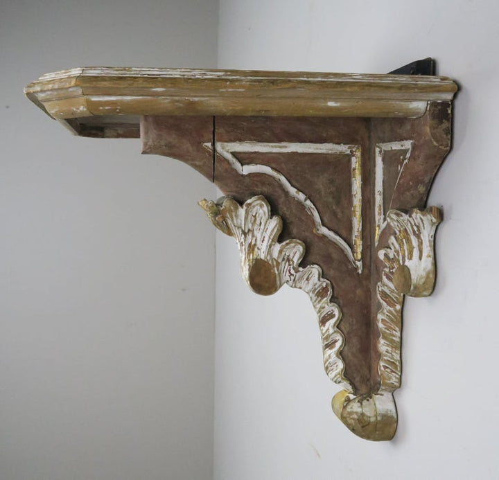 19th Century Italian Painted Carved Shelf