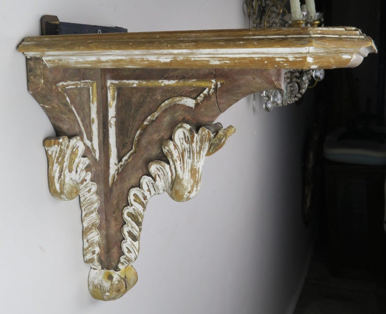 19th Century Italian Painted Carved Shelf