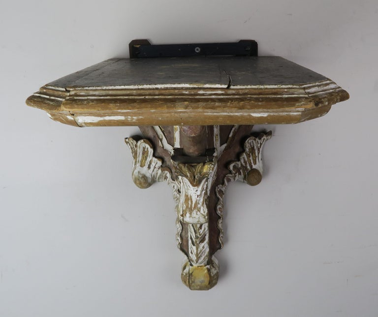 19th Century Italian Painted Carved Shelf