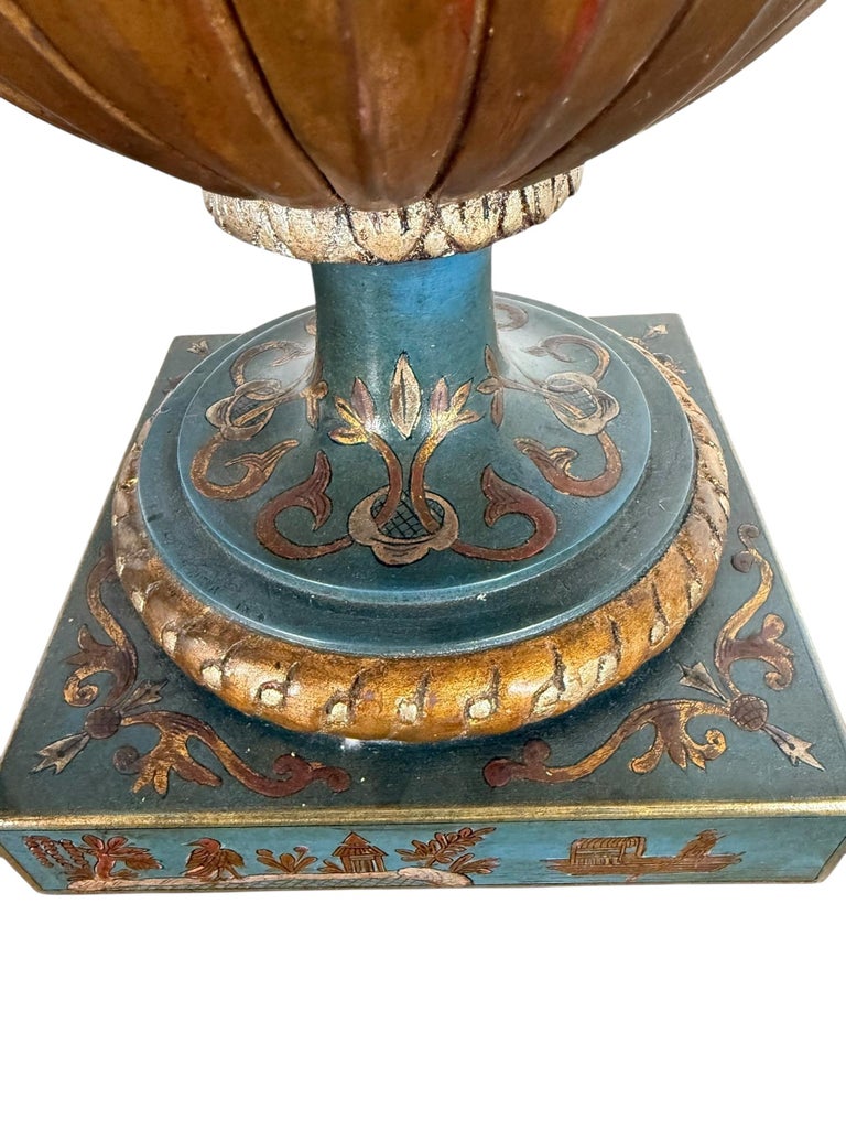 Pair of Hand Painted Chinoiserie Lamps w/ Parchment Shades