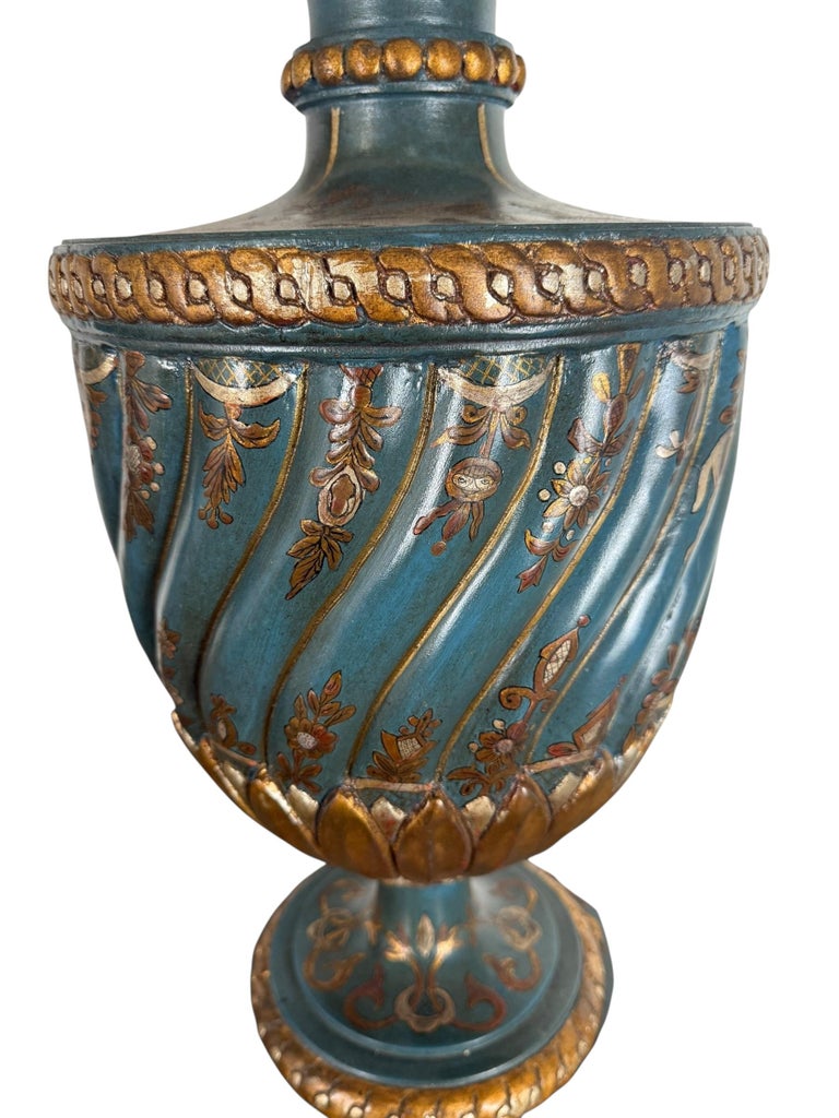 Pair of Hand Painted Chinoiserie Lamps w/ Parchment Shades