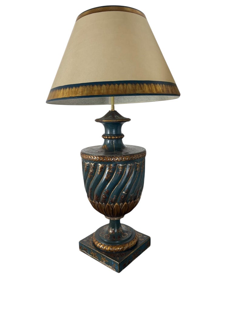 Pair of Hand Painted Chinoiserie Lamps w/ Parchment Shades