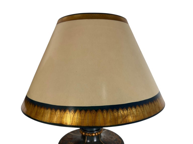 Pair of Hand Painted Chinoiserie Lamps w/ Parchment Shades