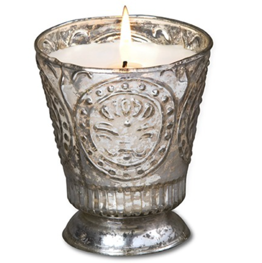 Ginger Patchouli Fleur de Lys Candle in Silver Tumbler