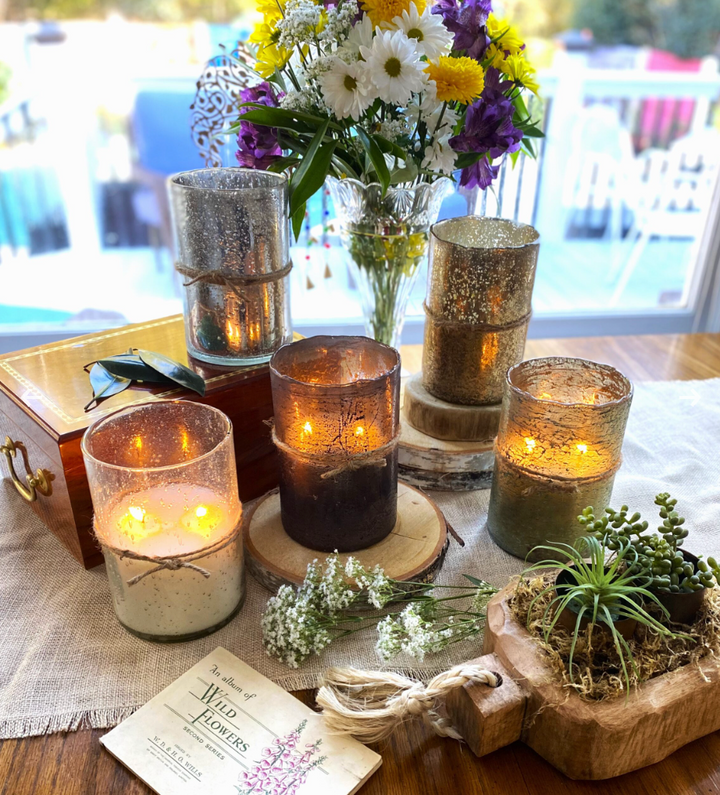 Matte Gold Hand Blown Hurricane Candle