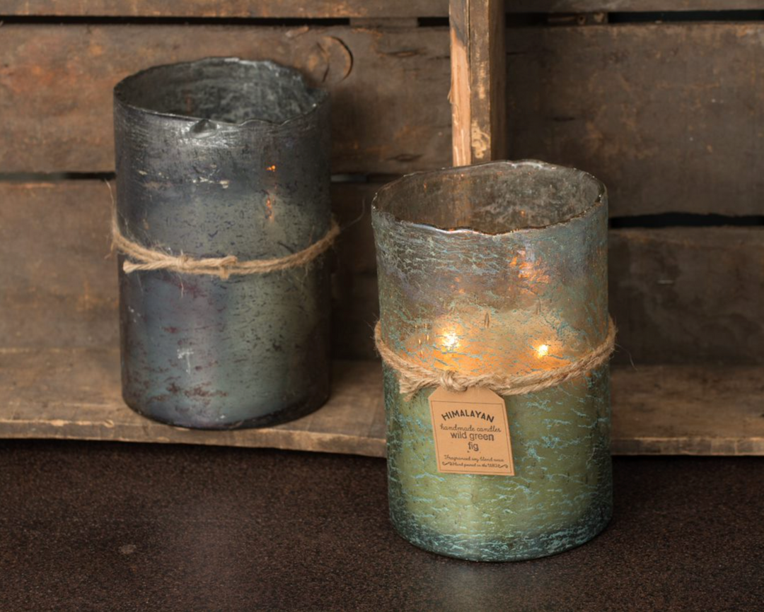 Smokey Grey Hand Blown Hurricane Candle