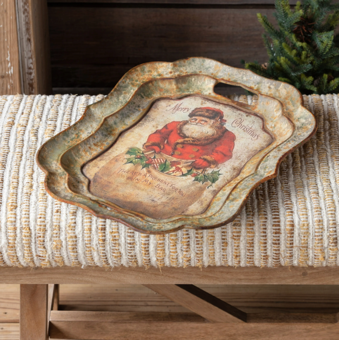 Vintage Santa with Bag tray