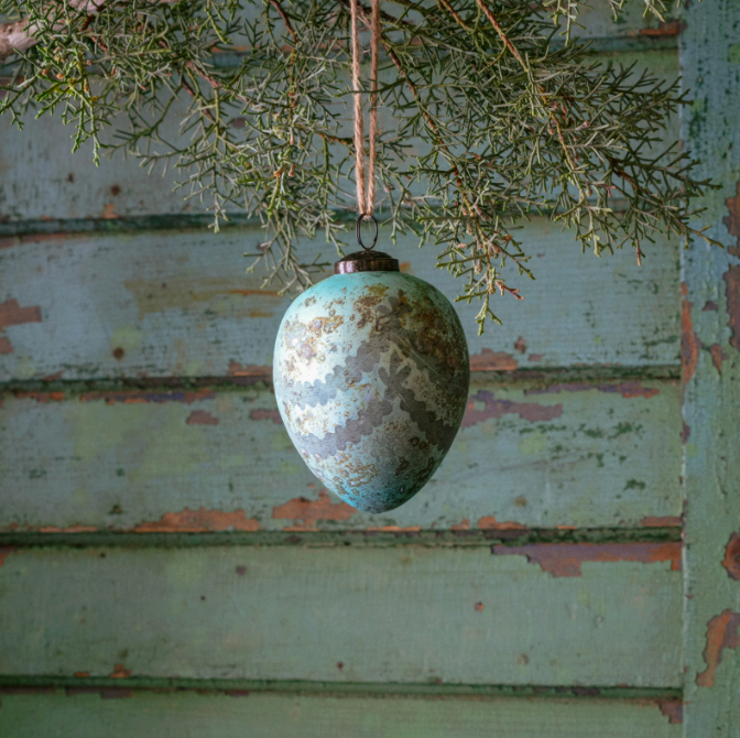 Azure Glass 4" Egg Ornament