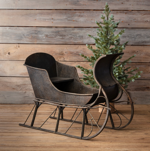 Vintage Style Metal Sleigh in Antique Black