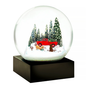 Red Truck with Dogs Snow Globe