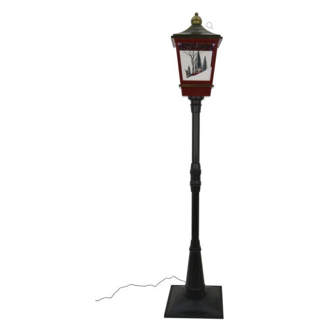 Snowing Santa Scene Lamp Post