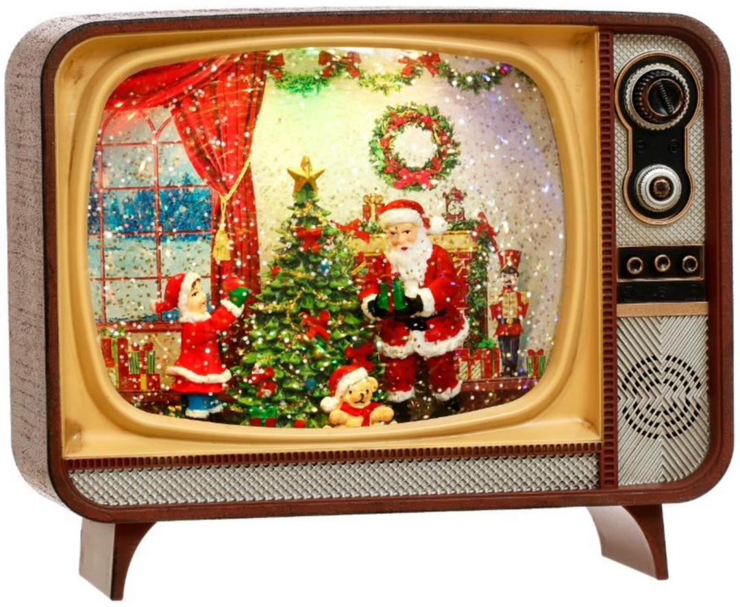 Santa TV Holiday Scene with LED