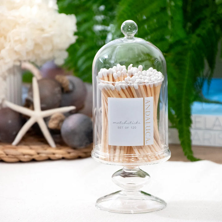 Tall Glass Jar with Lid &amp; 120 Wooden White Matches