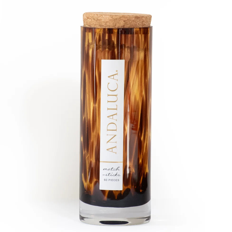 Tortoise Glass Jar with Cork Lid &amp; 60 Wooden Matches