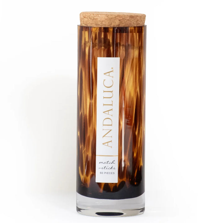 Tortoise Glass Jar with Cork Lid &amp; 60 Wooden Matches